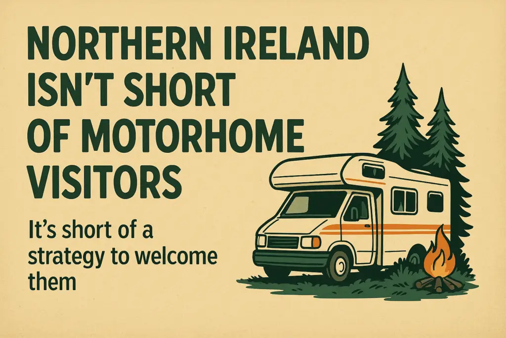 Infographic of a picture about how Northern Ireland doesn't have joined-up thinking about motorhome tourism.