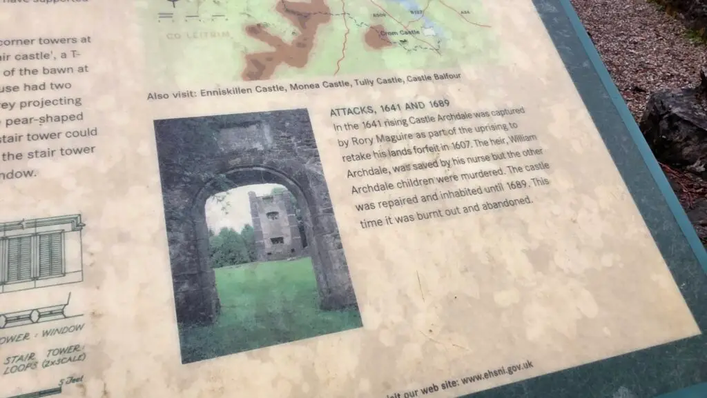 Information plate on Old Castle Archdale